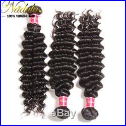 Nadula 3 Bundles 7A Virgin Brazilian Deep Wave Curly Hair 100% Human Hair Weaves