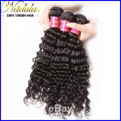 Nadula 3 Bundles 7A Virgin Brazilian Deep Wave Curly Hair 100% Human Hair Weaves