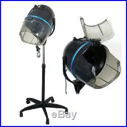New Adjustable Stand Up Hood Floor Hair Bonnet Dryer Rolling Base Salon Wheels