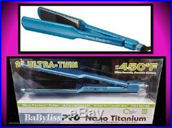 New Babyliss Pro 2 Ultra Thin Nano Titanium Plate 450° Heat Flat Iron Babnt3074