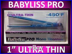 New! Babyliss Pro Nano Titanium Ultra Thin 1 Straightener Flat Iron Babnt3072t