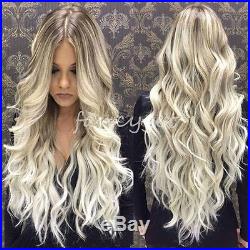 New Brazilian Remy Human Hair Wigs Ombre Blonde Wavy Lace Front Full Lace Wigs