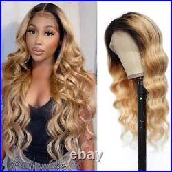 Ombre Blonde Lace Front Wig Human Hair Body Wave Lace Front Wigs for Women 1B/27