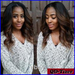 Ombre Brazilian Virgin Human Hair Full Lace Wig Short Wavy Wig Lace Front Wigs