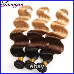 Ombre Human Hair Bundles Body Wave Bundles Weft Remy Hair Extensions 1B/4/27