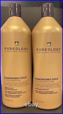 PUREOLOGY NANOWORKS GOLD Shampoo AND Conditioner Liter 33.8 oz each