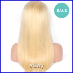 Pre Plucked Human Hair Wigs Lace Front Full Wig Natural Hairline 613C Blonde d73