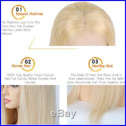 Pre Plucked Human Hair Wigs Lace Front Full Wig Natural Hairline 613C Blonde d73