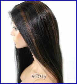 Premium Malaysian Silky Straight 100% Human Hair Front Lace Wigs 5 colors