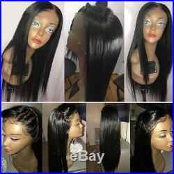 Real Brazilian Virgin Human Hair Full Front Lace Wigs Natural Black Wave Curly #