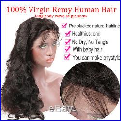 Real Brazilian Virgin Human Hair Wigs Body Wave Lace Front Wig Pre Plucked Black