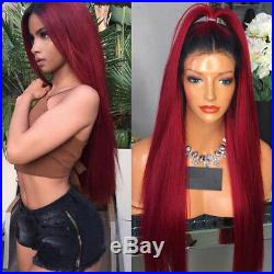 Red Brazilian Full Lace Human Hair Wigs Ombre Glueless Lace Front Wig Straight