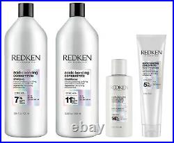 Redken Acidic Bonding Concentrate Shampoo, Conditioner, Leave-In, Treatment Set