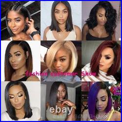 Remy Indian Human Hair Lace Front Wig Short Straight Bob Full Wigs Baby Hair 50W