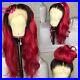 Rich Wavy Red With Darker Black Root Ombre lace front wig. Human Hair Blend