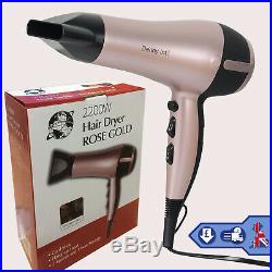 Rose Gold Professional Hair Dryer With Nozzle Concentrator 2200W Heat Hot Air