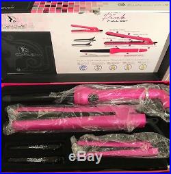 Royale Full Set-Hot Pink 100% Ceramic Hair Straightener+Curler+Mini Flat Iron