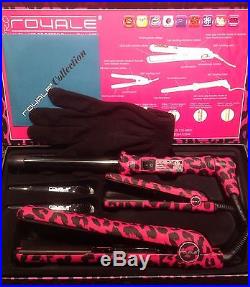 Royale Full Set-Pink Leopard 100%Ceramic Hair Straightener+Curler+Mini Flat Iron