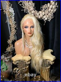 STUNNING! LIGHT BLONDE, 32 Long, EXTENDED LACE FRONT, HUMAN HAIR BLEND WIG