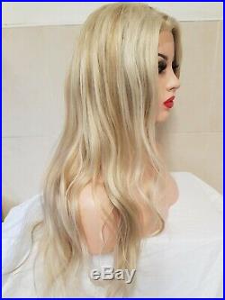 Silver Ash light blonde, human hair wig, Auburn ginger red highlights