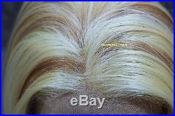 Straight Blonde Mix Human Hair Blend Full Lace Front Wig Heat Ok Hair Piece NWT