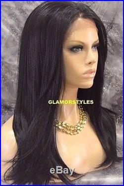 Straight Dark Brown Human Hair Blend Full Lace Front Wig Heat Ok Hair Piece NWT