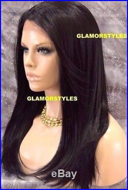 Straight Dark Brown Human Hair Blend Full Lace Front Wig Heat Ok Hair Piece NWT