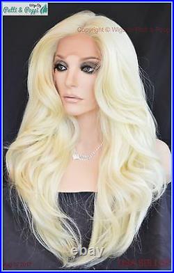 Swiss Lace Front Wig 4X4 Silk Top Handtied Heat Safe Clr 613 Long Thick 1241