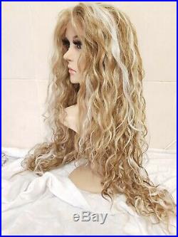 Swiss lace, blonde human hair wig, hand knotted, lace frontal wig, perm, afro