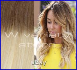 THICK DELUX 6/613 BALAYAGE OMBRE CLIP IN REMY HUMAN HAIR EXTENSIONS Brown Blonde