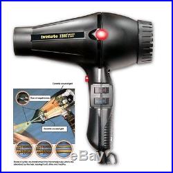 TWIN TURBO 3200 CERAMIC IONIC Black Hair Dryer 2 Nozzles Made in Italy by Parlux