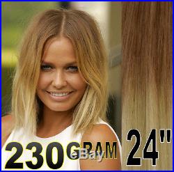 Thick 24 Balayage Ombre Clip In Remy Human Hair Extensions Brown Blonde 10/613