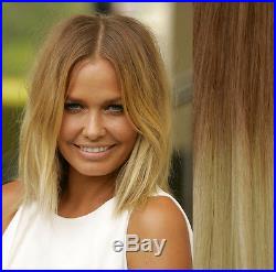 Thick Balayage Ombre Clip In Remy Human Hair Extensions Brown Blonde 10/613
