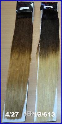 Thick Dip Dye 24 Balayage Ombre Clip In Remy Human Hair Extensions 4/27 Brown