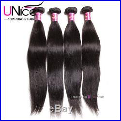UNice Brazilian Virgin Hair Straight 3 Bundles 8A Straight Human Hair Extensions