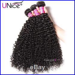 UNice Hair Brazilian Curly Virgin Hair Weave 3 Bundles 8A Human Hair Extensions