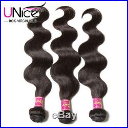 UNice Hair Peruvian Body Wave Human Hair 3 Bundles With 360 Lace Frontal Closure