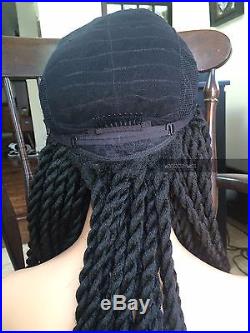 USA Hand Braided LACE FRONT Black Dreadlocks Crochet Twist BOX BRAID Wig