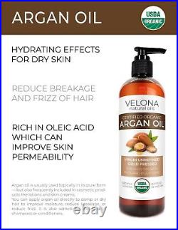 Velona USDA Certified Organic Argan Oil 16 oz Morocco Unrefined Cold Pressed