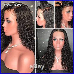 Water Wave Lace Front Wig 100% Real Peruvian Virgin Human Hair Full Wigs Black s