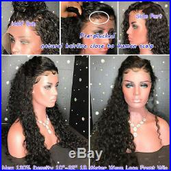 Water Wave Lace Front Wig 100% Real Peruvian Virgin Human Hair Full Wigs Black s