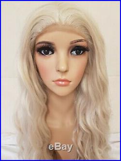White Ice Blonde Human hair wig, hand knotted, Light Ash Blonde, Lace Front