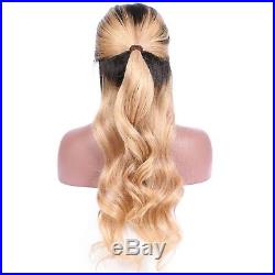 Wicca Brazilian human hair Ombre blonde Full lace wigs Dark root Loose wave L
