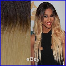 Xtra Thick Balayage Ombre Clip In Remy Human Hair Extensions Brown Blonde 1b/613