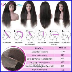 Yaki Kinky Straight Lace Front Wigs Real Peruvian Human Hair Wig Pre Plucked 12
