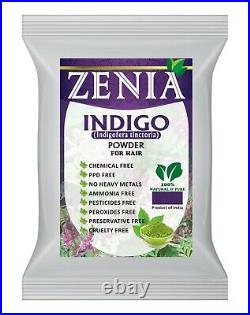 Zenia Natural Pure Indigo Powder (Indigofera Tinctoria) Hair/Beard Dye Color